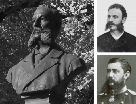 Лево: споменик Кости Таушановићу на Калемегдану. Десно горе: Коста Таушановић. Десно доле: Владан Ђорђевић. Слике преузете с Интернета.